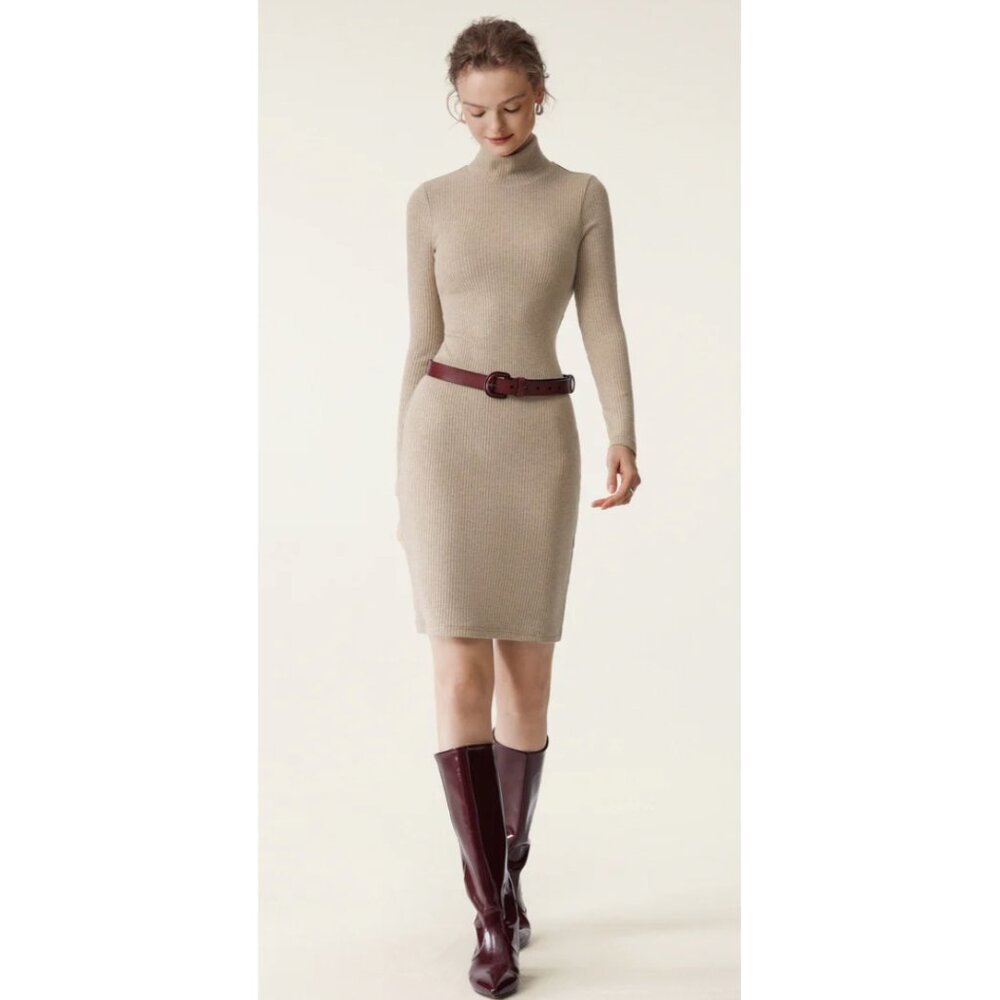 OGL Thermal Rib Mockneck Bodycon Brami Mini Dress in Heather Calico